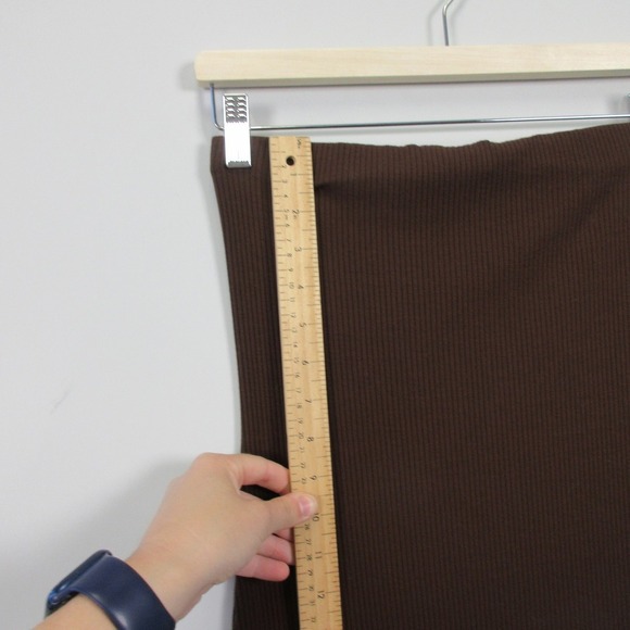 Reformation Bodycon Midi Tube Dress S Brown Ribbed Knit Minimalist Casual 314 - Picture 11 of 12